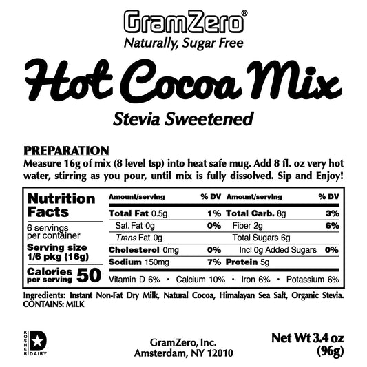 HOT COCOA Instant Dissolve Hot Beverage Mix ~ Stevia Sweetened Only ~ 3.4 Oz