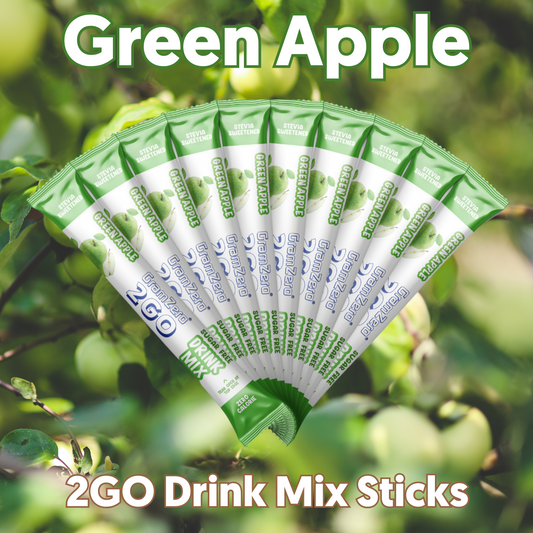 GREEN APPLE 2GO Sugar Free Drink Mix Sticks: 10 Pack ~ Great for Loaded Tea Kits