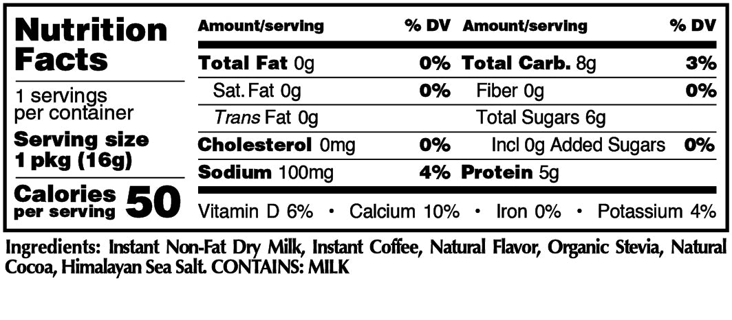 VANILLA LATTE 5-PACK: 16g Single Serve Instant Dissolve Hot Beverage Mix ~ Stevia Sweetened Only