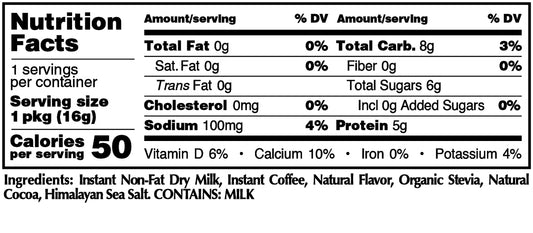 VANILLA LATTE 5-PACK: 16g Single Serve Instant Dissolve Hot Beverage Mix ~ Stevia Sweetened Only