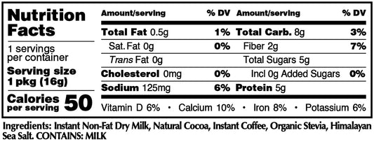 MOCHA 5-PACK: 16g Single Serve Instant Dissolve Hot Beverage Mix ~ Stevia Sweetened Only