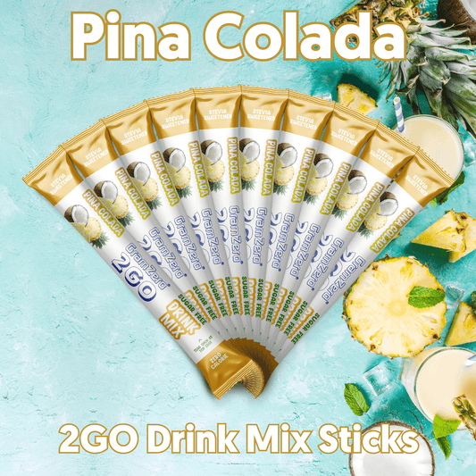 PINA COLADA 2GO Sugar Free Drink Mix Sticks: 10 Pack ~ Great for Loaded Tea Kits