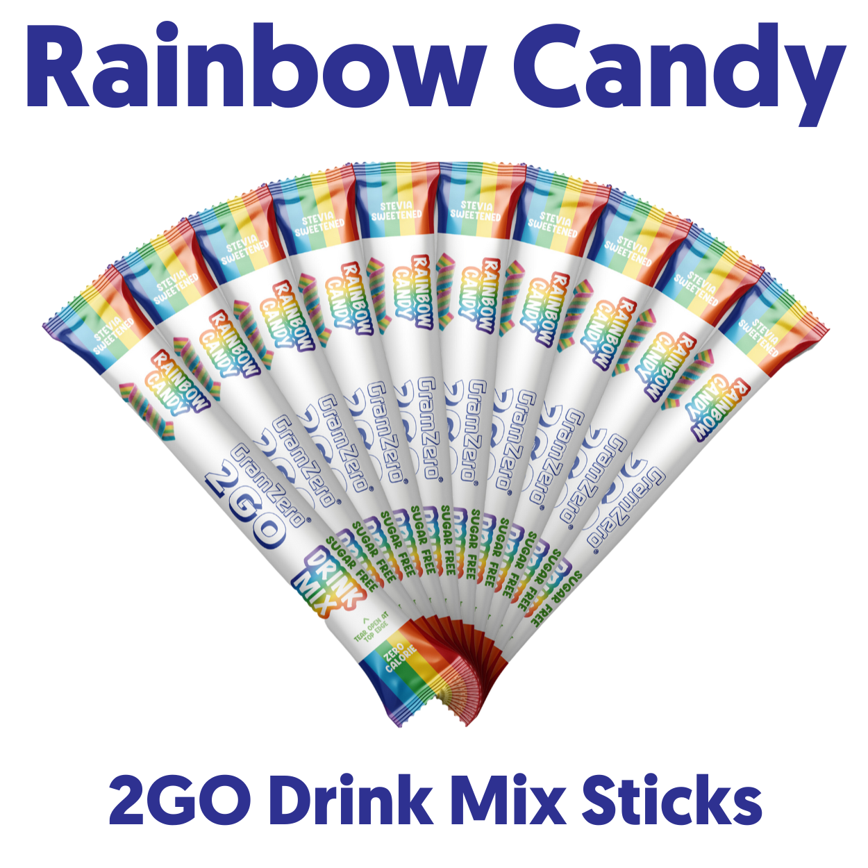 RAINBOW CANDY 2GO Sugar Free Drink Mix Sticks: 10 Pack ~ Great for Loaded Tea Kits