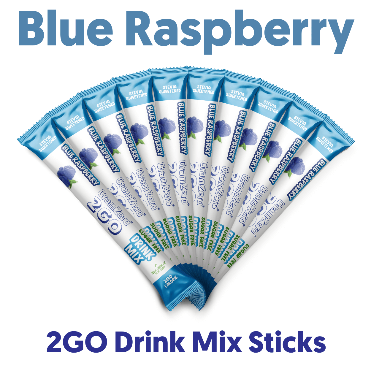 BLUE RASPBERRY 2GO Sugar Free Drink Mix Sticks 10 for Loaded Tea Kits ...