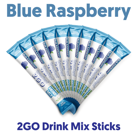 BLUE RASPBERRY 2GO Sugar Free Drink Mix Sticks: 10 Pack ~ Great for Loaded Tea Kits