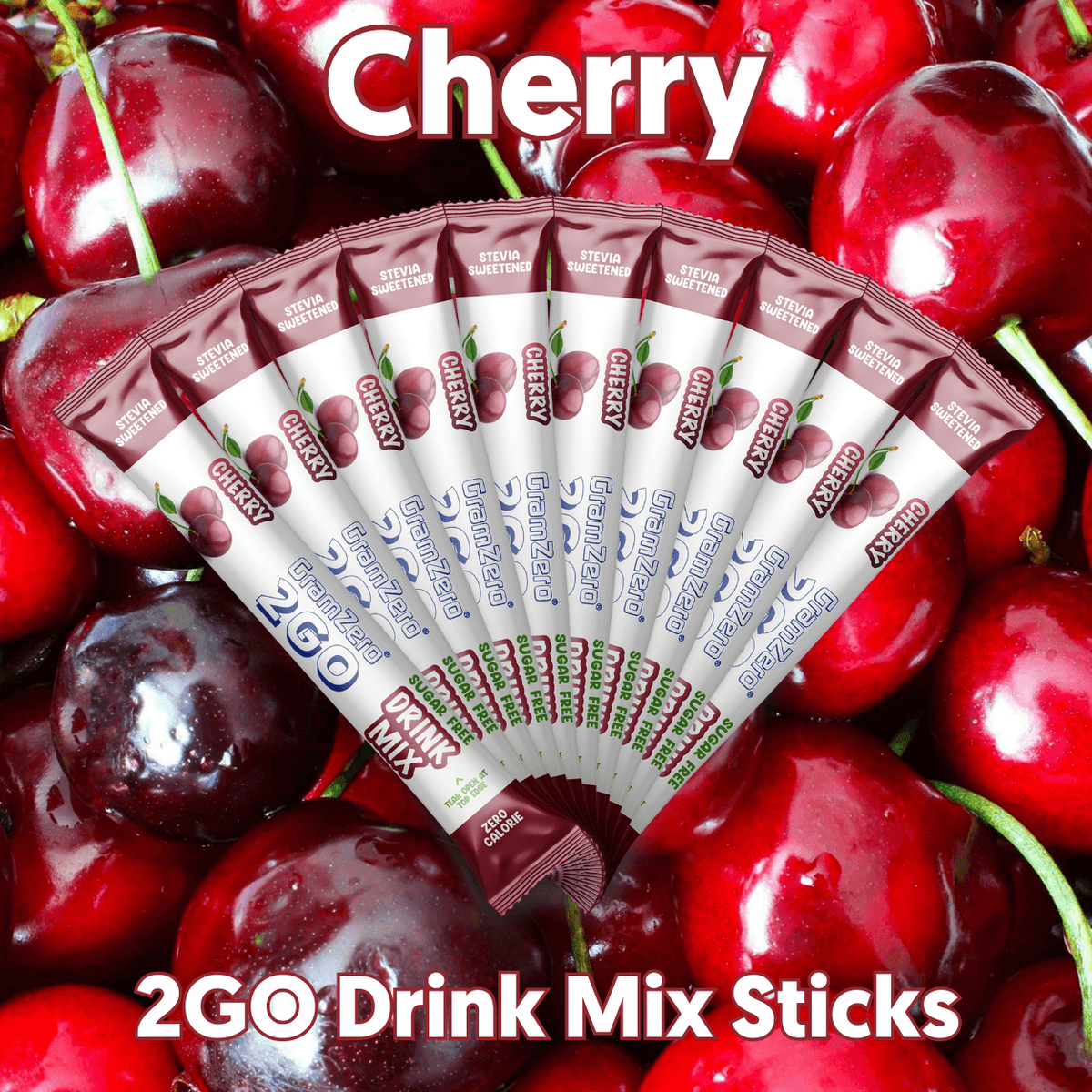 CHERRY 2GO Sugar Free Drink Mix Sticks: 10 Pack ~ For Loaded Tea Kits ...