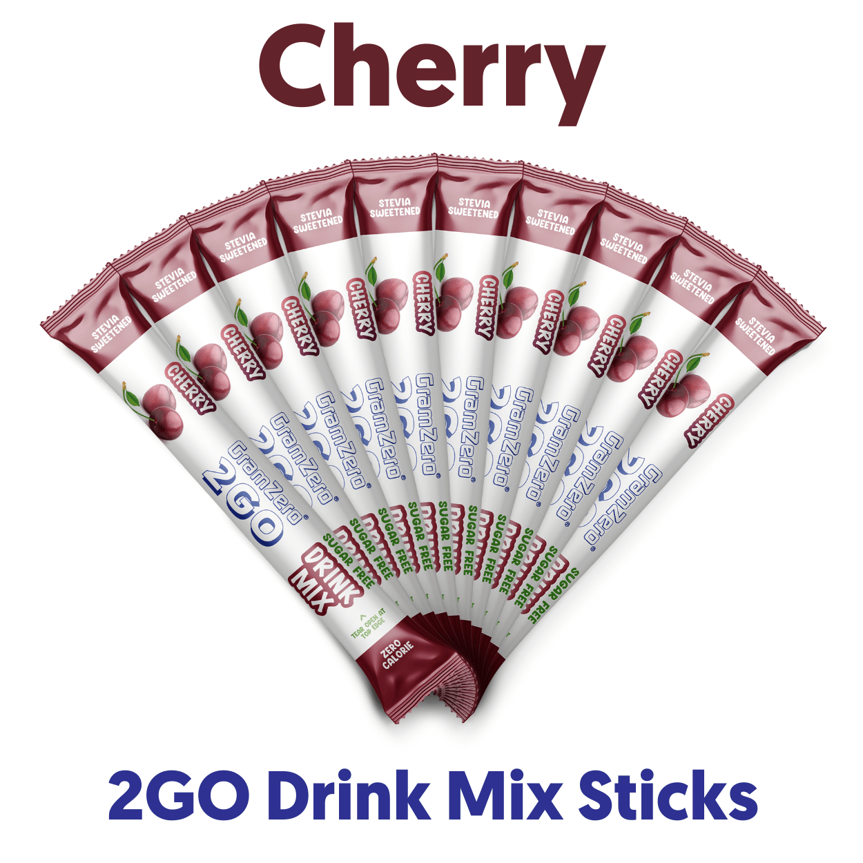 CHERRY 2GO Sugar Free Drink Mix Sticks: 10 Pack ~ Great for Loaded Tea Kits