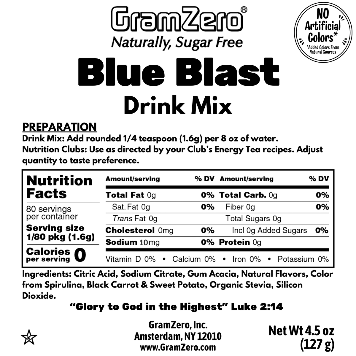 BLUE BLAST 2GO Sticks - Sugar Free Drink Mix with Natural Colors and Flavors: 10 Pack - Great for Loaded Tea Kits