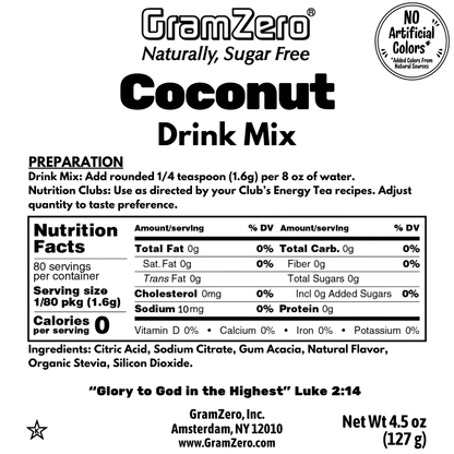 COCONUT 2GO Sticks - Sugar Free Drink Mix with Natural Colors and Flavors: 10 Pack - Great for Loaded Tea Kits