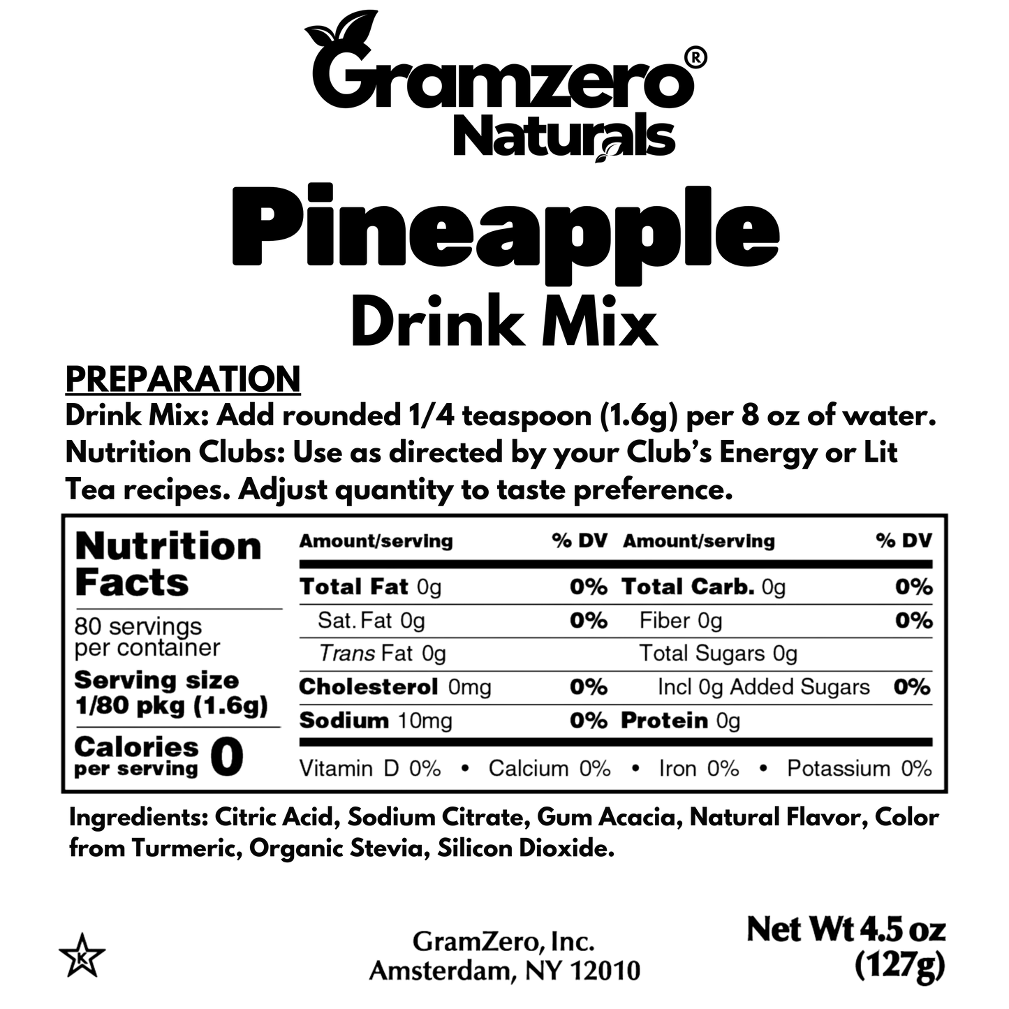 PINEAPPLE ALL NATURAL 2GO Sugar Free Drink Mix Sticks: 10 Pack - Great for Loaded Tea Kits