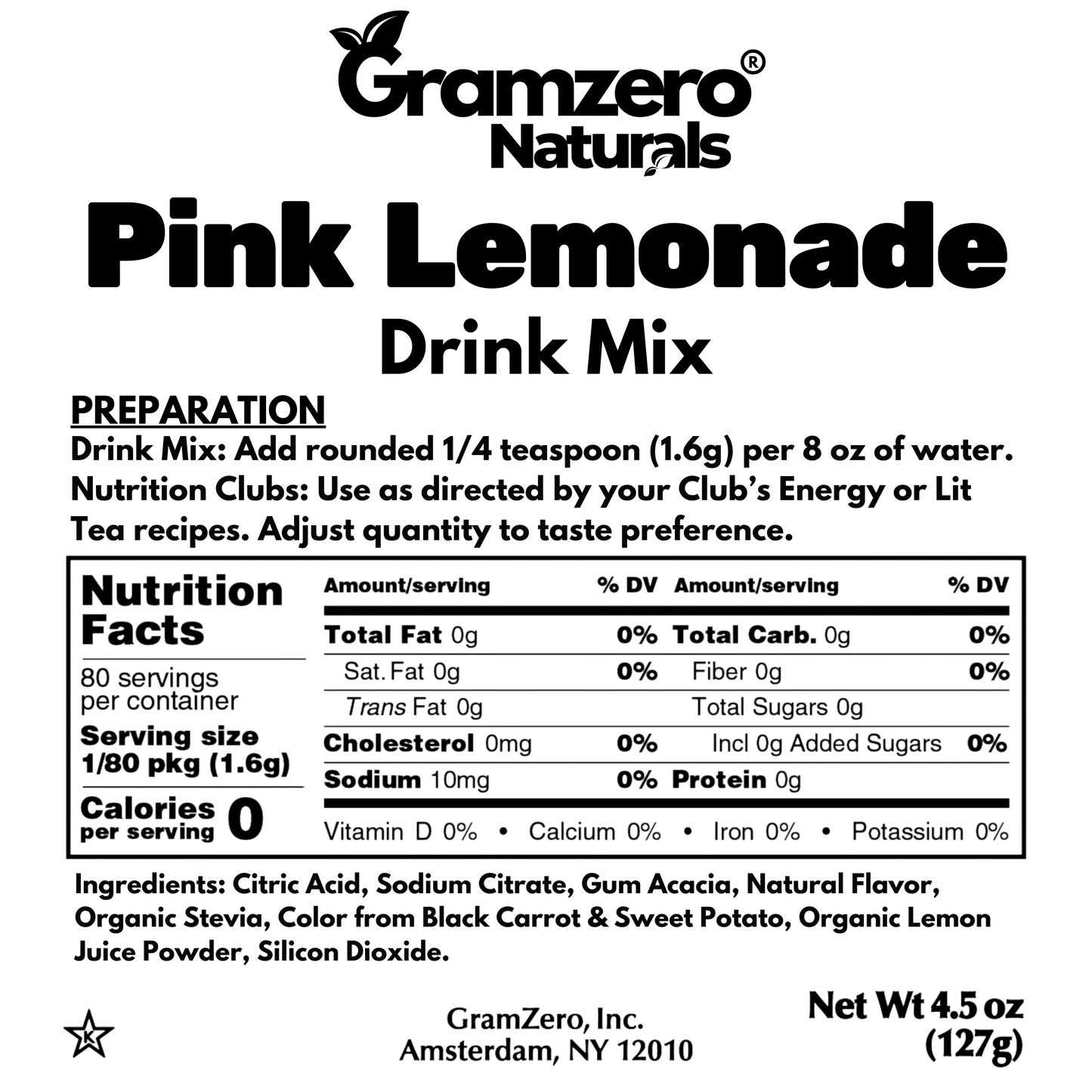 PINK LEMONADE ALL NATURAL 2GO Sugar Free Drink Mix Sticks: 10 Pack - Great for Loaded Tea Kits