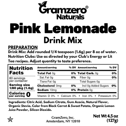 PINK LEMONADE ALL NATURAL 2GO Sugar Free Drink Mix Sticks: 10 Pack - Great for Loaded Tea Kits