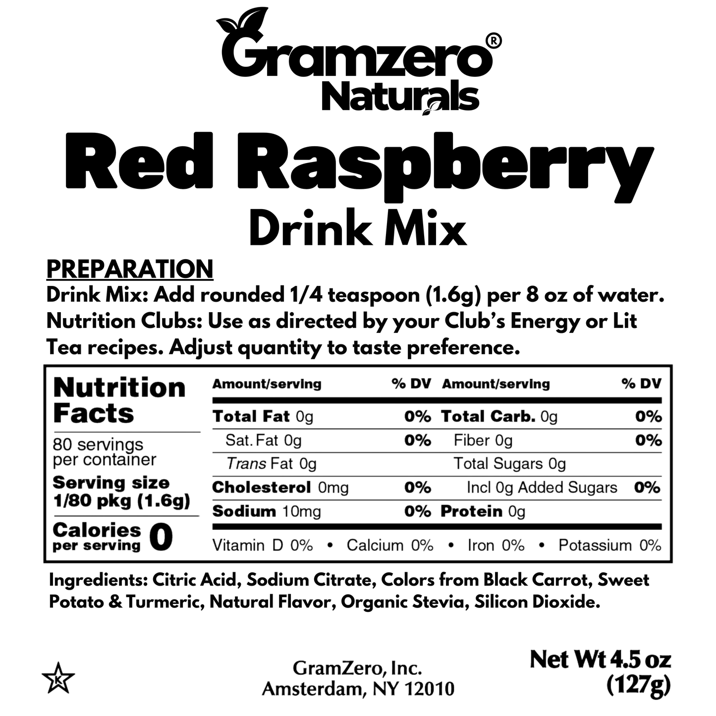 RED RASPBERRY ALL NATURAL 2GO Sugar Free Drink Mix Sticks: 10 Pack - Great for Loaded Tea Kits