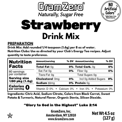 STRAWBERRY 2GO Sticks - Sugar Free Drink Mix with Natural Colors and Flavors: 10 Pack - Great for Loaded Tea Kits