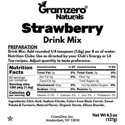 STRAWBERRY ALL NATURAL 2GO Sugar Free Drink Mix Sticks: 10 Pack - Great for Loaded Tea Kits