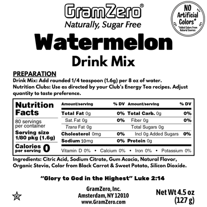 WATERMELON 2GO Sticks - Sugar Free Drink Mix with Natural Colors and Flavors: 10 Pack - Great for Loaded Tea Kits
