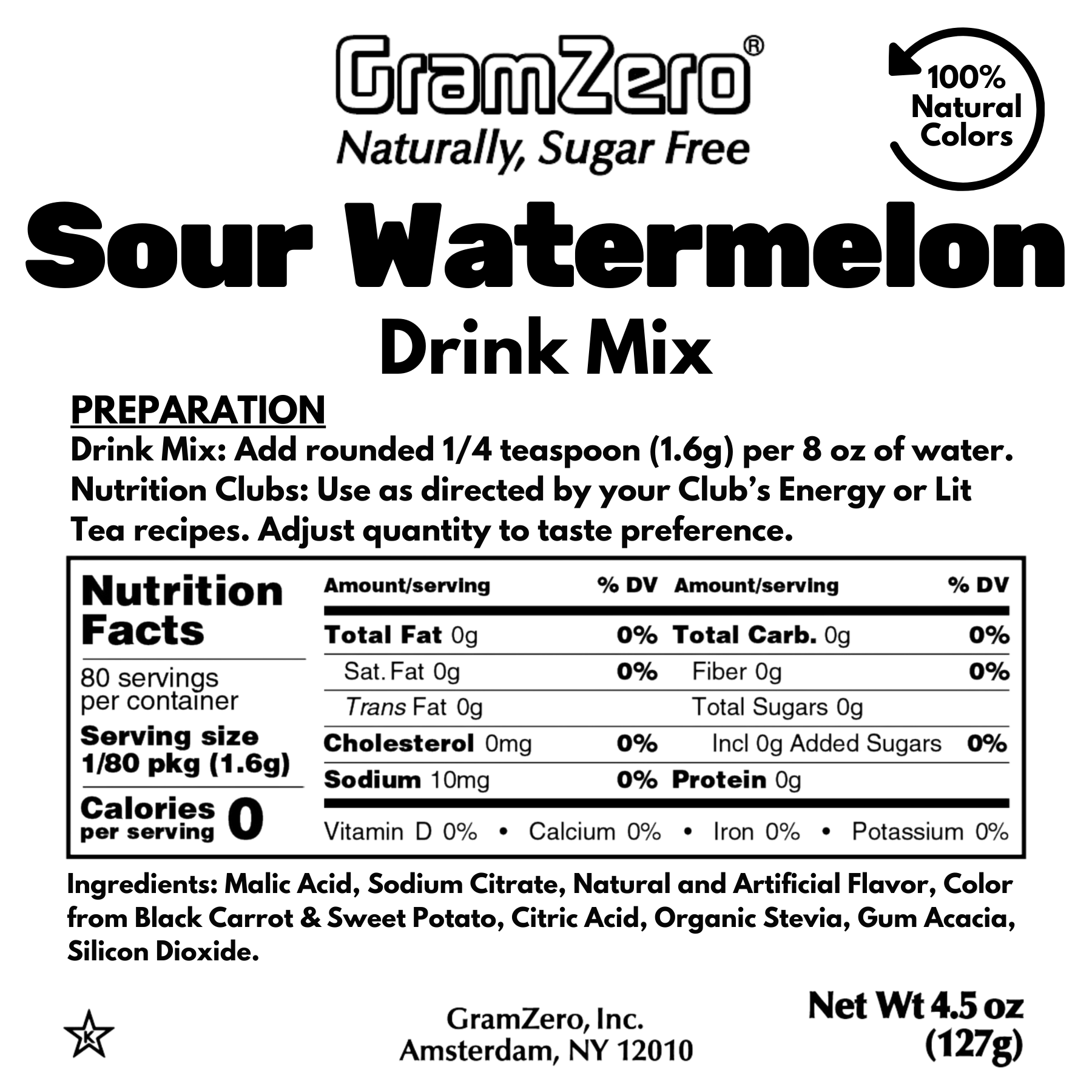 SOUR WATERMELON Zero Calorie Sugar Free Drink Mix, Stevia Sweetened, G ...