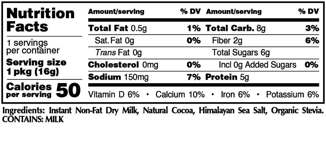 HOT COCOA 5-PACK: 16g Single Serve Instant Dissolve Hot Beverage Mix ~ Stevia Sweetened Only