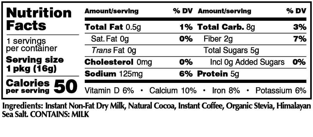 MOCHA 5-PACK: 16g Single Serve Instant Dissolve Hot Beverage Mix ~ Stevia Sweetened Only