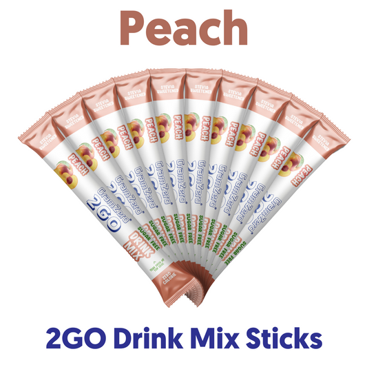 PEACH 2GO Sugar Free Drink Mix Sticks: 10 Pack ~ Great for Loaded Tea Kits