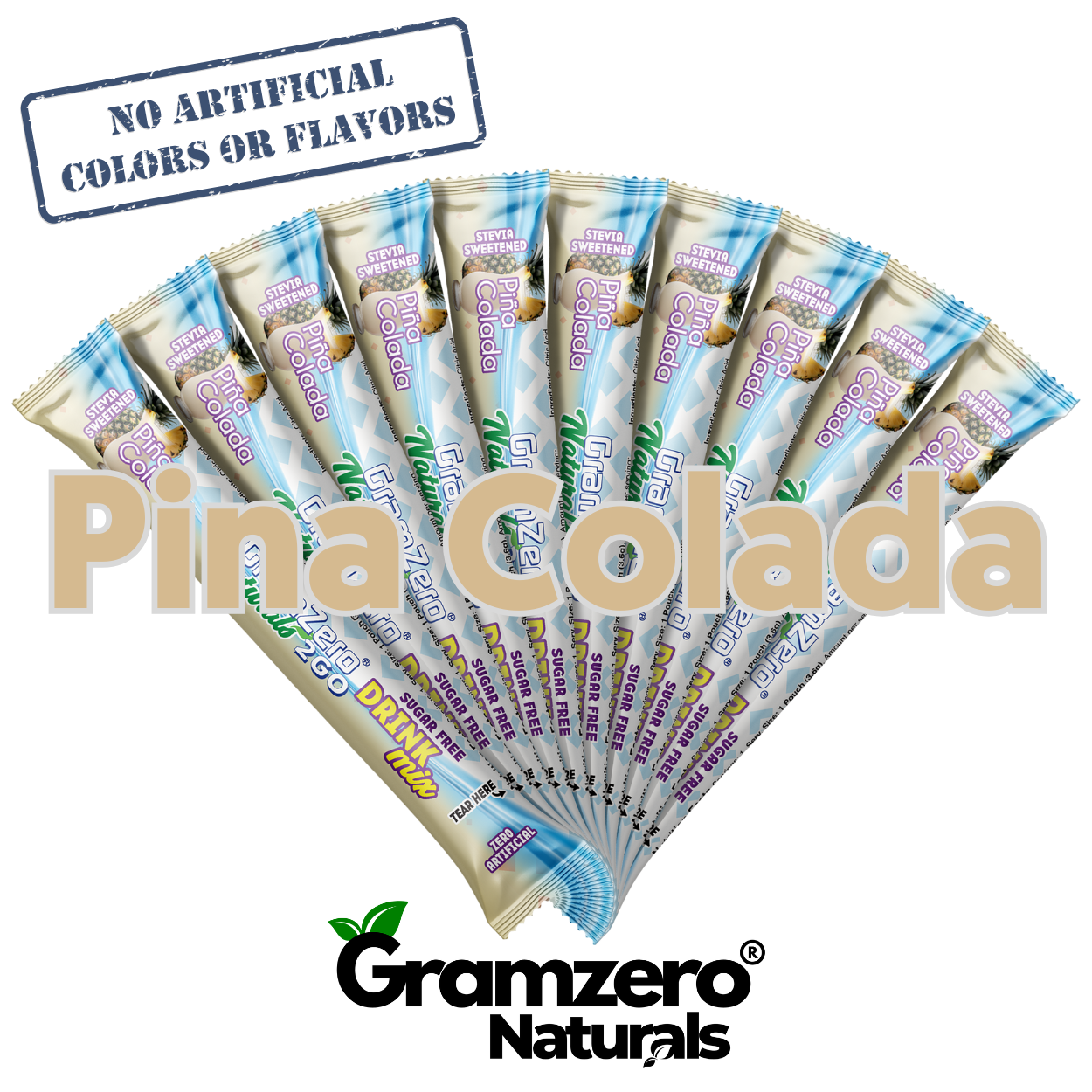 PINA COLADA ALL NATURAL 2GO Sugar Free Drink Mix Sticks: 10 Pack - Gre ...