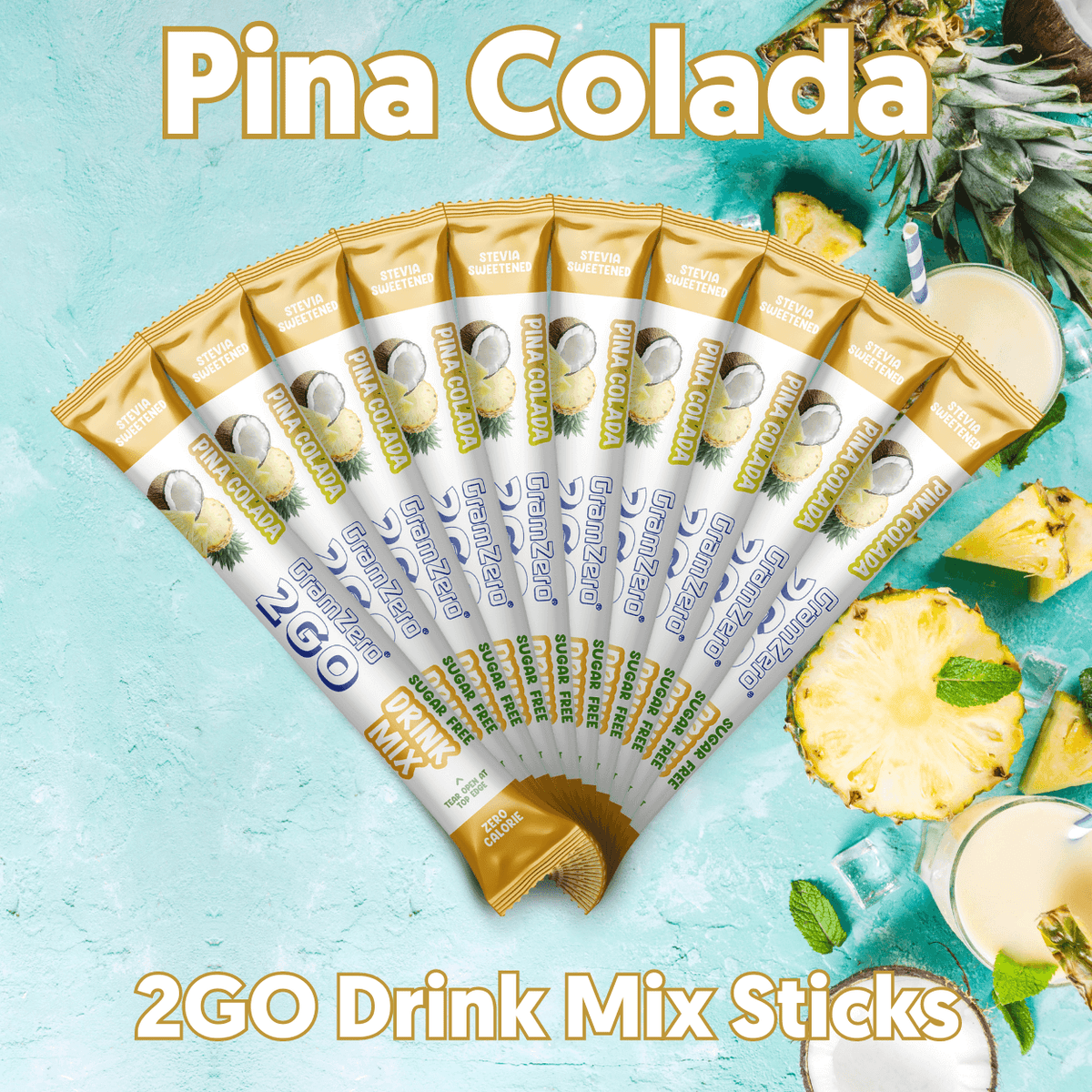 PINA COLADA 2GO Sugar Free Drink Mix Stick 10 Pack~For Loaded Tea Kits ...