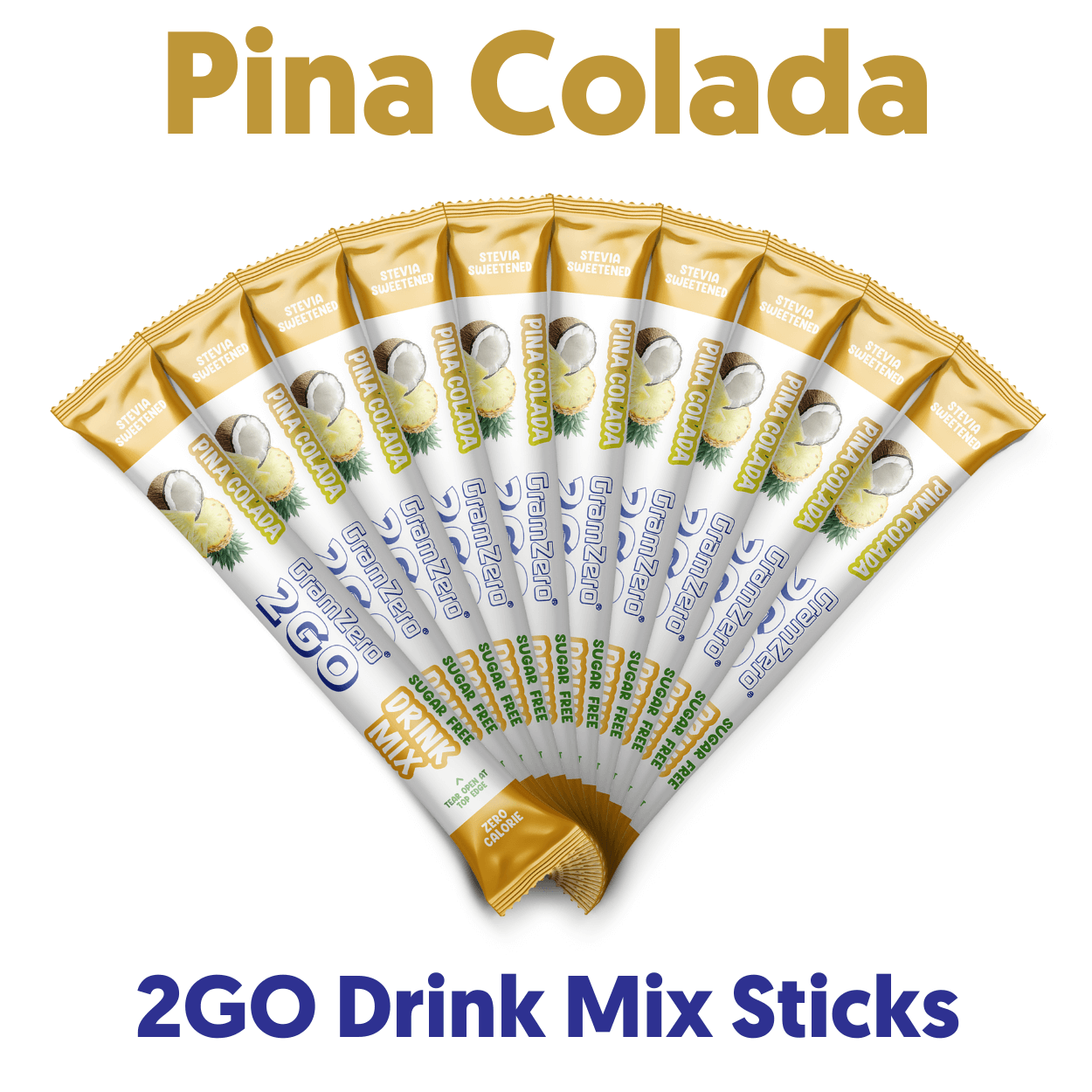 PINA COLADA 2GO Sugar Free Drink Mix Sticks: 10 Pack ~ Great for Loaded Tea Kits