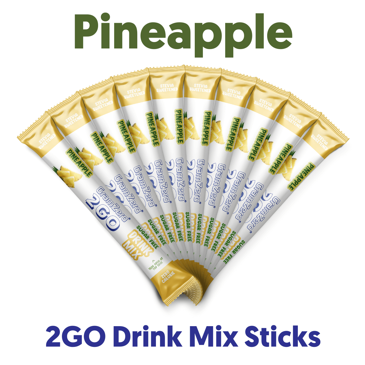 PINEAPPLE 2GO Sugar Free Drink Mix Sticks: 10 Pack ~ Great for Loaded Tea Kits