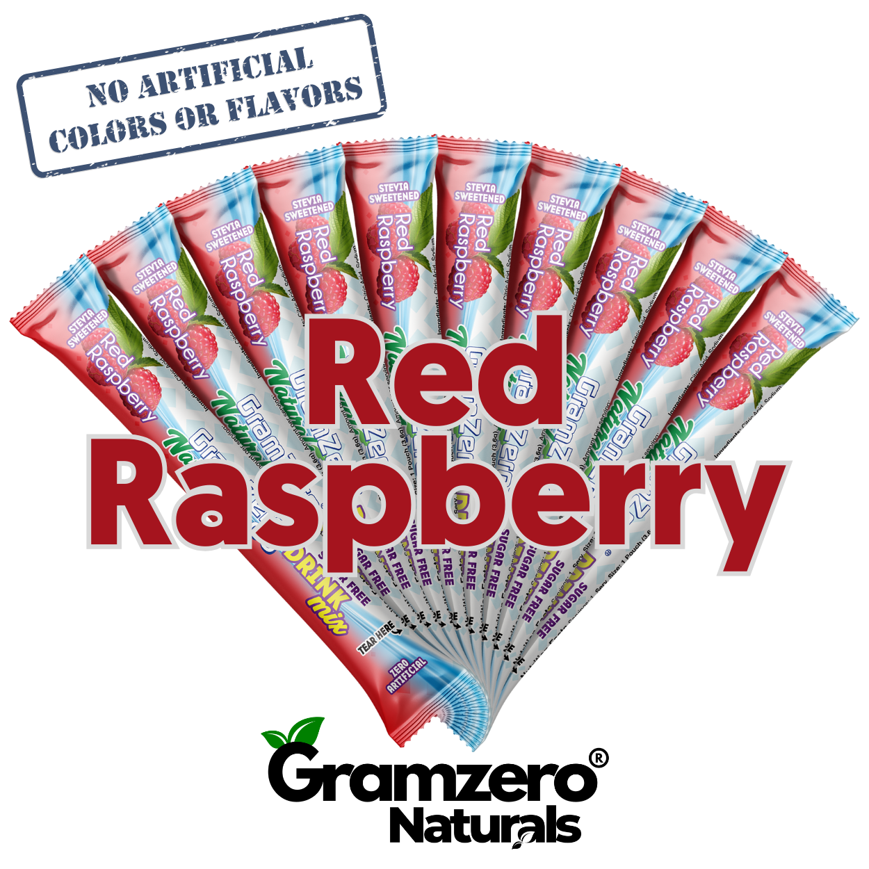 RED RASPBERRY ALL NATURAL 2GO Sugar Free Drink Mix Sticks: 10 Pack - Great for Loaded Tea Kits