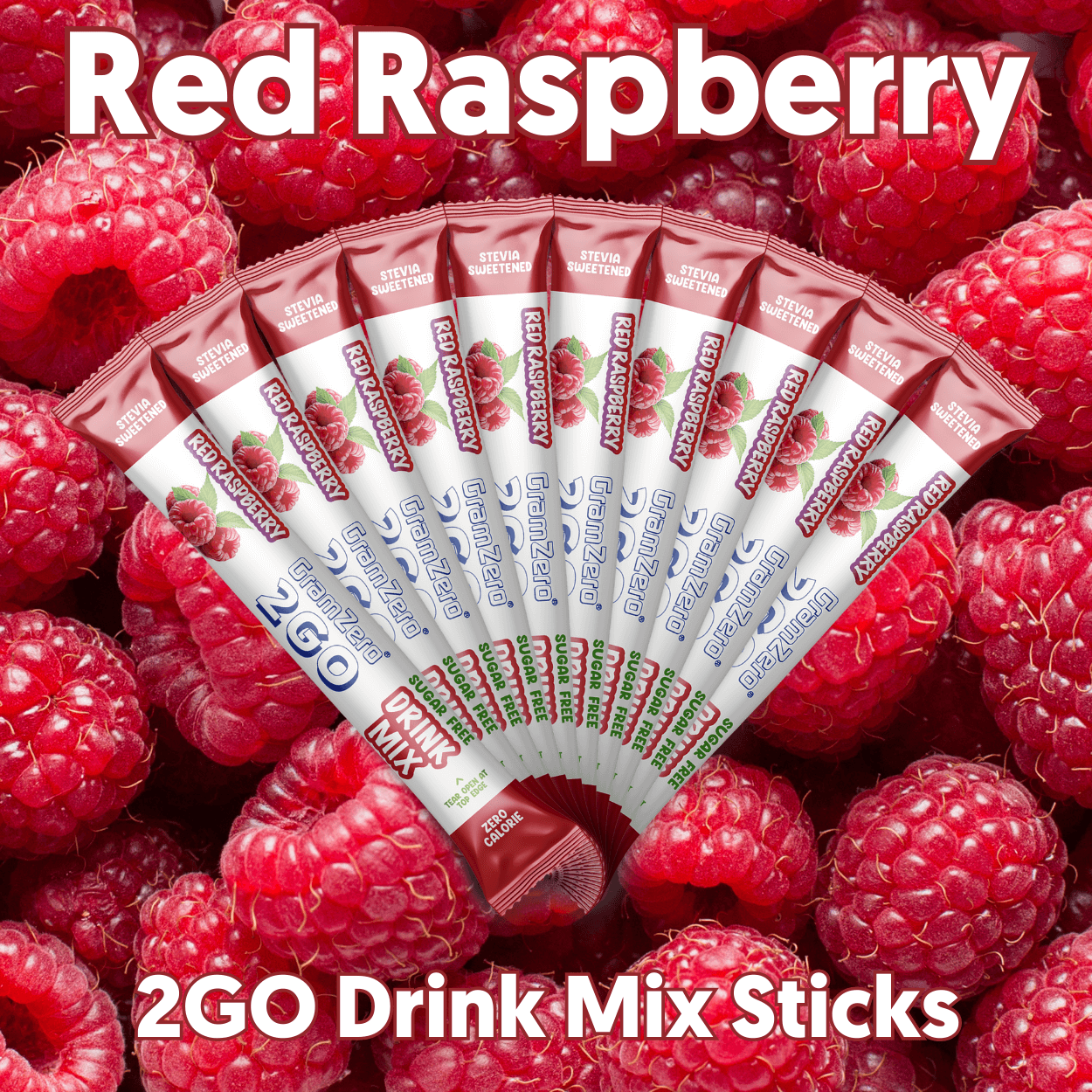 RED RASPBERRY 2GO Sugar Free Drink Mix Sticks: 10 Pack ~ Great for Loaded Tea Kits