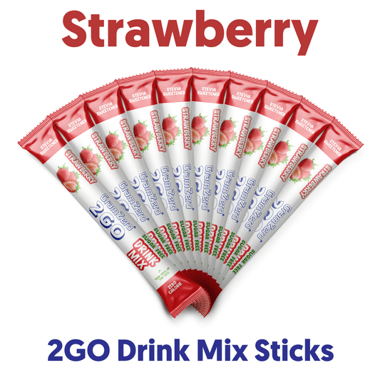 STRAWBERRY 2GO Sugar Free Drink Mix Sticks: 10 Pack ~ Great for Loaded Tea Kits