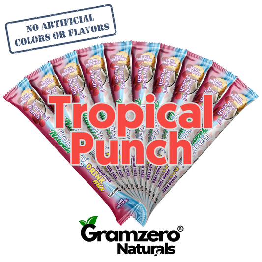 TROPICAL PUNCH ALL NATURAL 2GO Sugar Free Drink Mix Sticks: 10 Pack - Great for Loaded Tea Kits