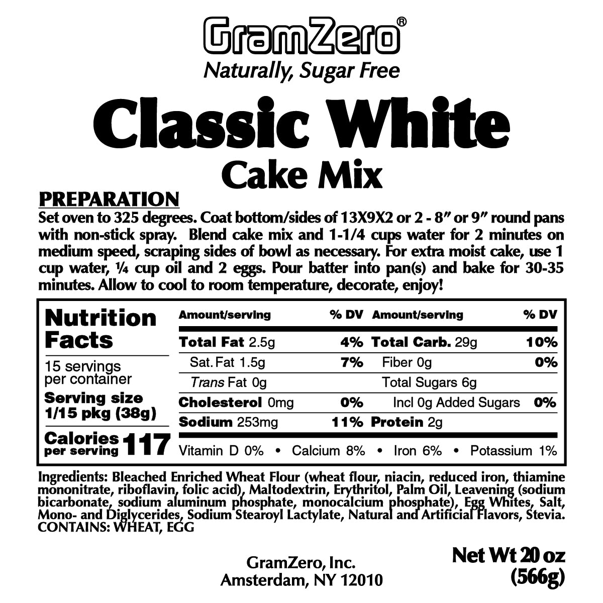CLASSIC WHITE Sugar Free Cake Mix, Stevia Sweetened, 20 Oz.