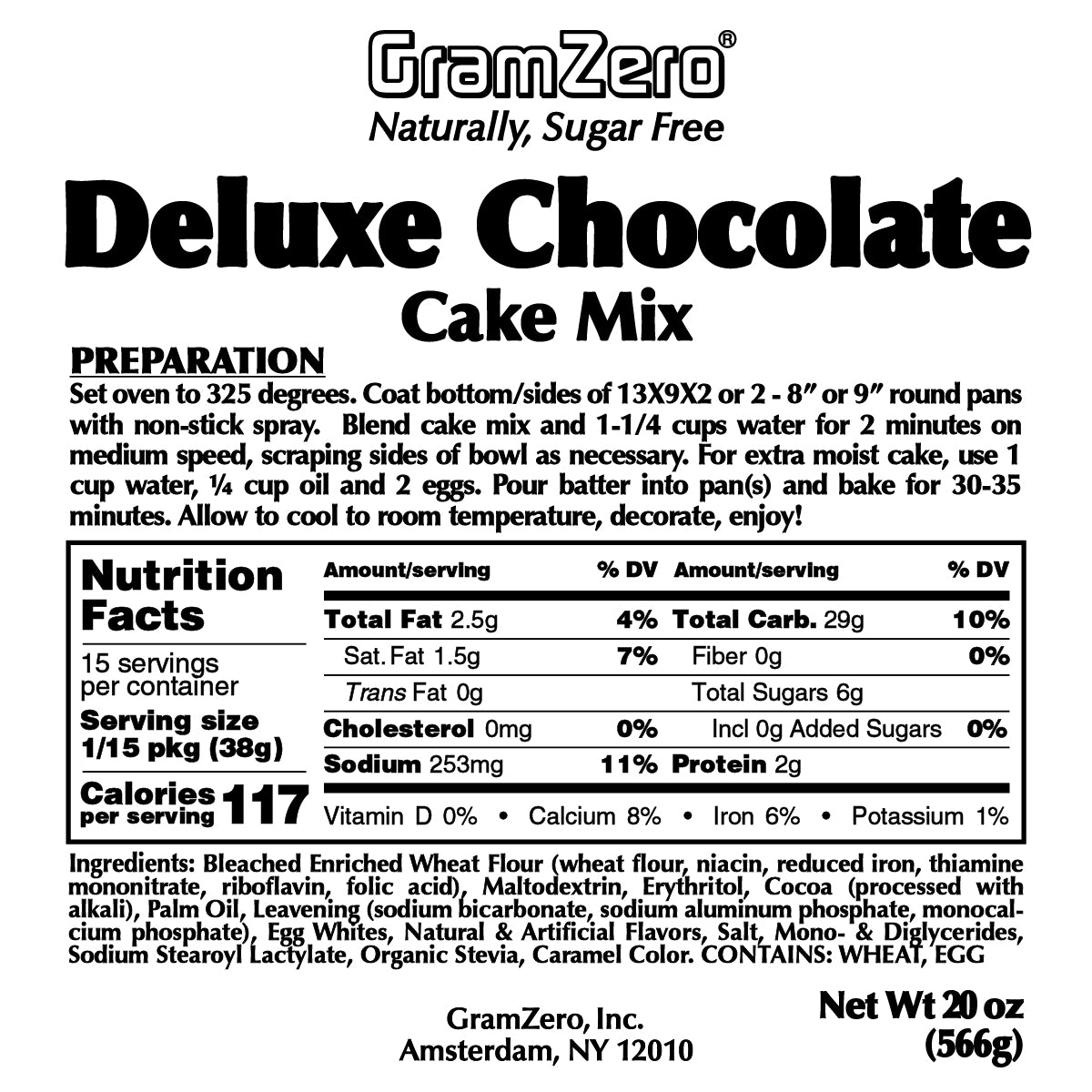 DELUXE CHOCOLATE Sugar Free Cake Mix, Stevia Sweetened, 20 Oz.